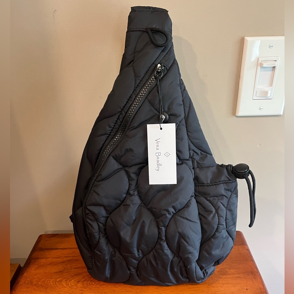 Nwt Vera Bradley Featherweight Sling Backpack BLACK